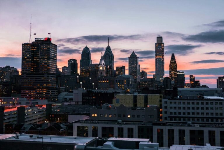 Philadelphia skyline at dusk
