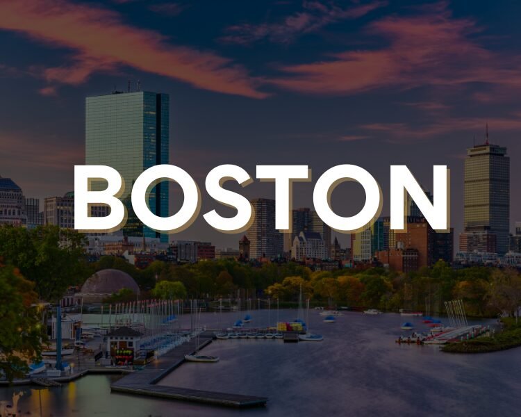 Boston skyline with the word Boston
