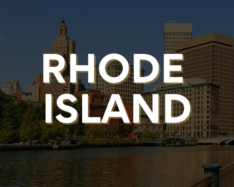 Providence skyline with the words Rhode Island
