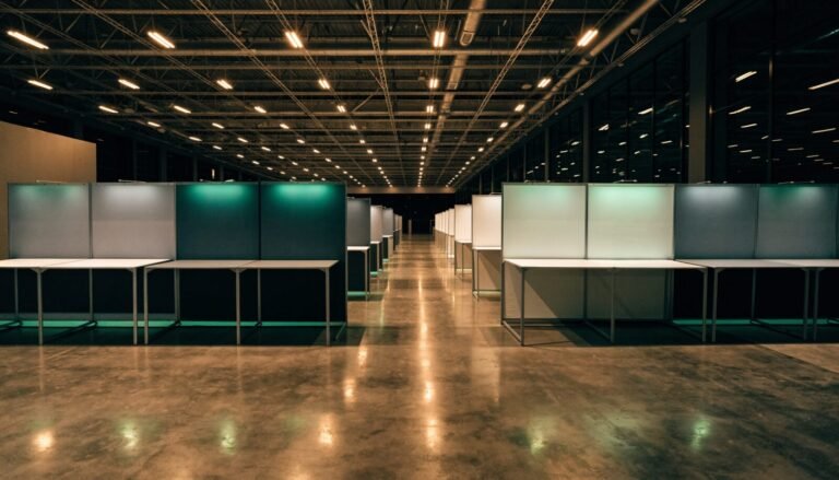 An empty convention exhibit hall before doors open